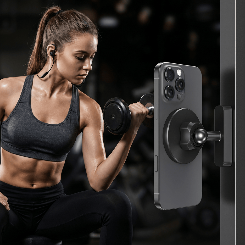 Double-Sided 360° Magnetic Gym Phone Holder | MagSafe Mount for Racks & Machines - GymFit Tech - 