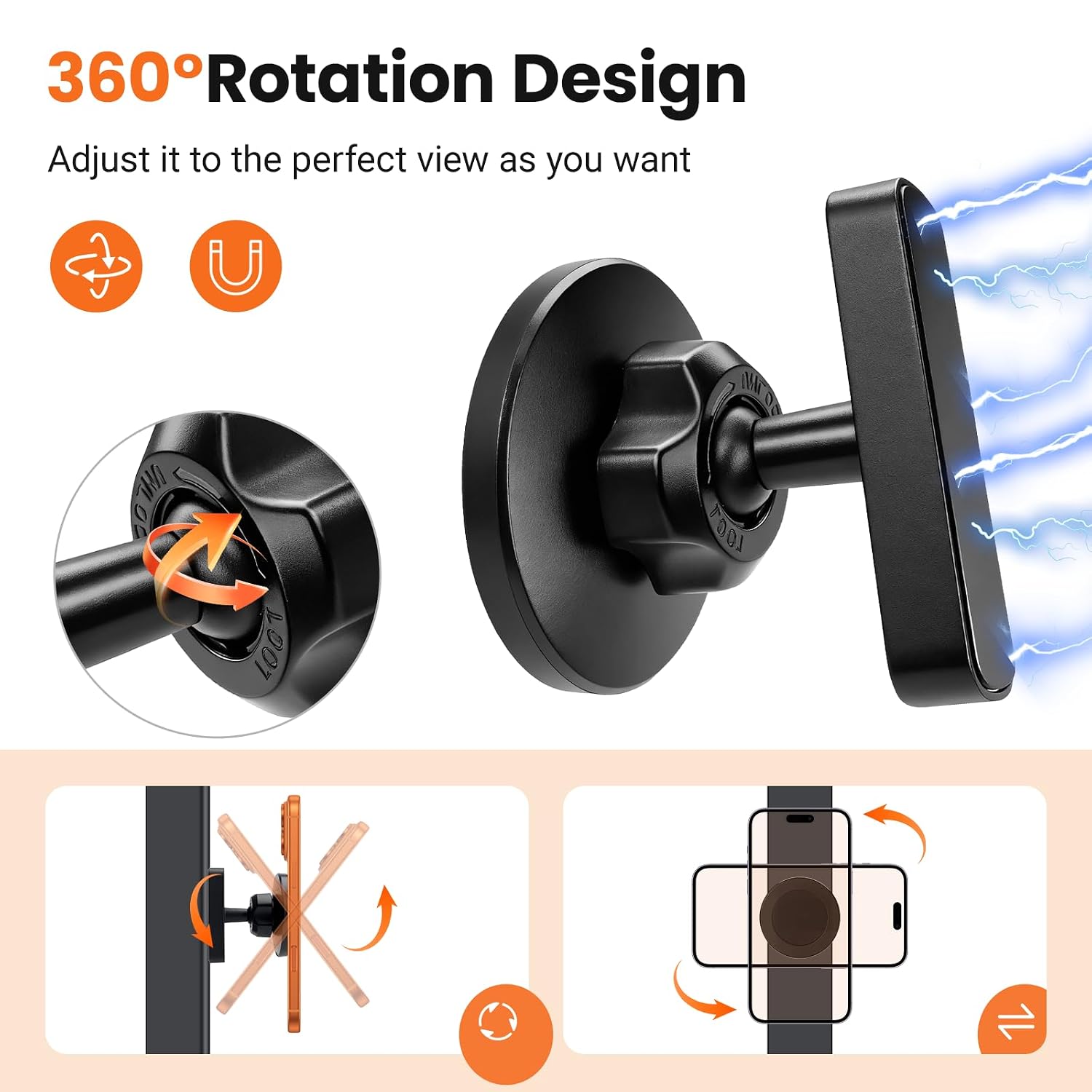 Double-Sided 360° Magnetic Gym Phone Holder | MagSafe Mount for Racks & Machines - GymFit Tech - 