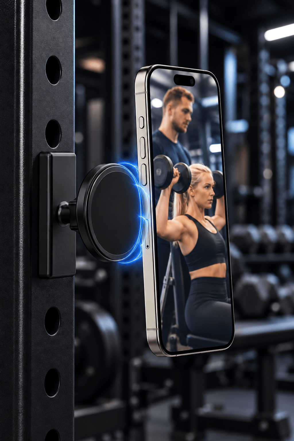 GymFit Magnetic Gym Phone Holder – 360° Rotating Mount for 3–7” Phones - GymFit Tech - 