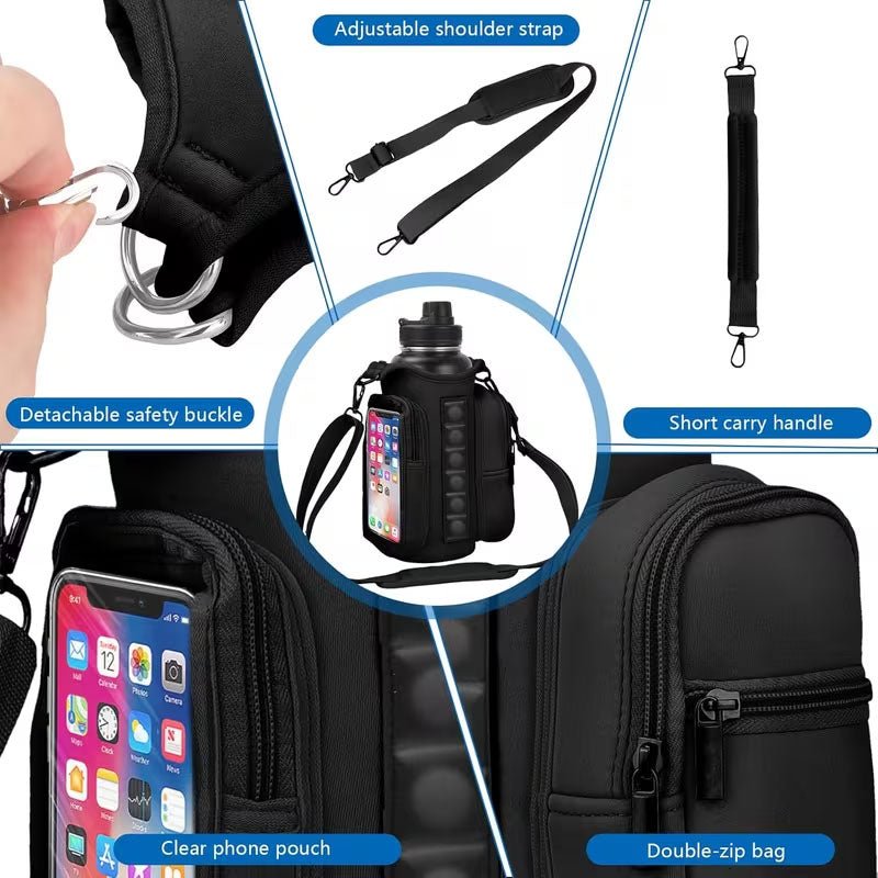 HydroLock - Magnetic Gym Bottle Bag with Phone Pocket & Shoulder Strap - GymFit Tech - 