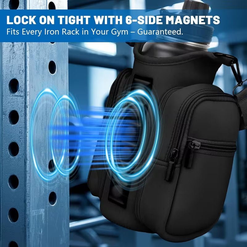 HydroLock - Magnetic Gym Bottle Bag with Phone Pocket & Shoulder Strap - GymFit Tech - 