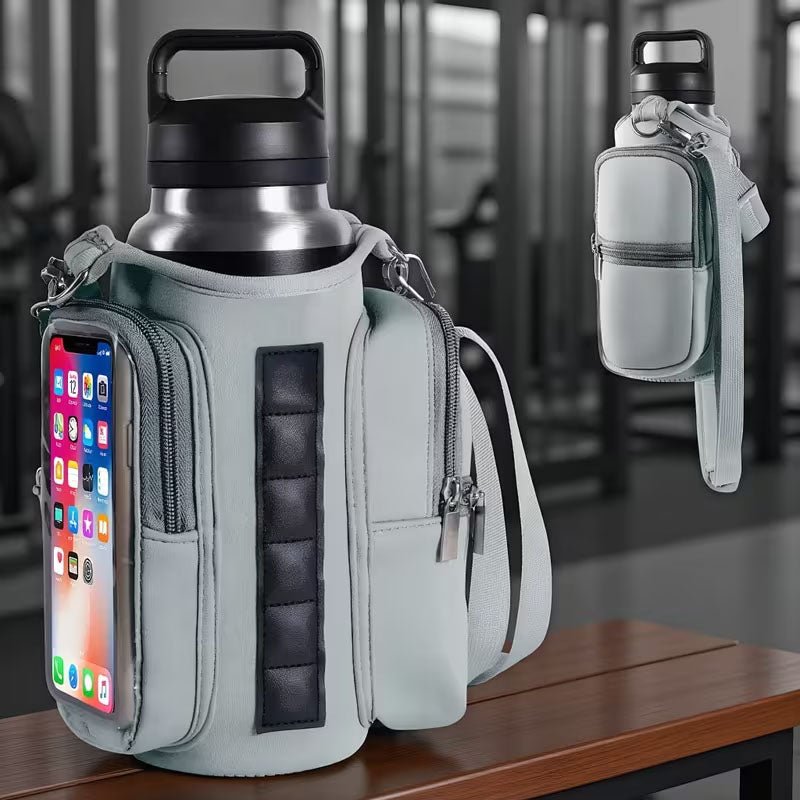 HydroLock - Magnetic Gym Bottle Bag with Phone Pocket & Shoulder Strap - GymFit Tech - 