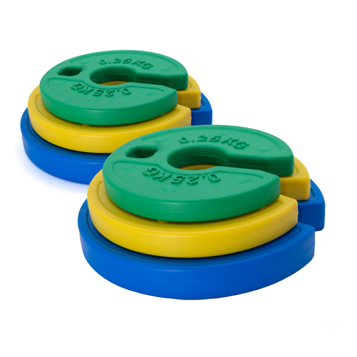 Micro Fractional Weight Plate Sets for Gym Training – Dumbbells, Kettlebells & Cable Machines | 0.25kg–1kg - GymFit Tech - GFT-WS-3PAIR-GRN-YLW-BLU