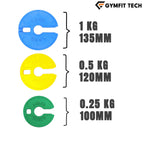 Micro & Fractional Weight Plates (0.25 kg – 1 kg Sets) - GymFit Tech - GFT-WS-3PAIR-GRN-YLW-BLU