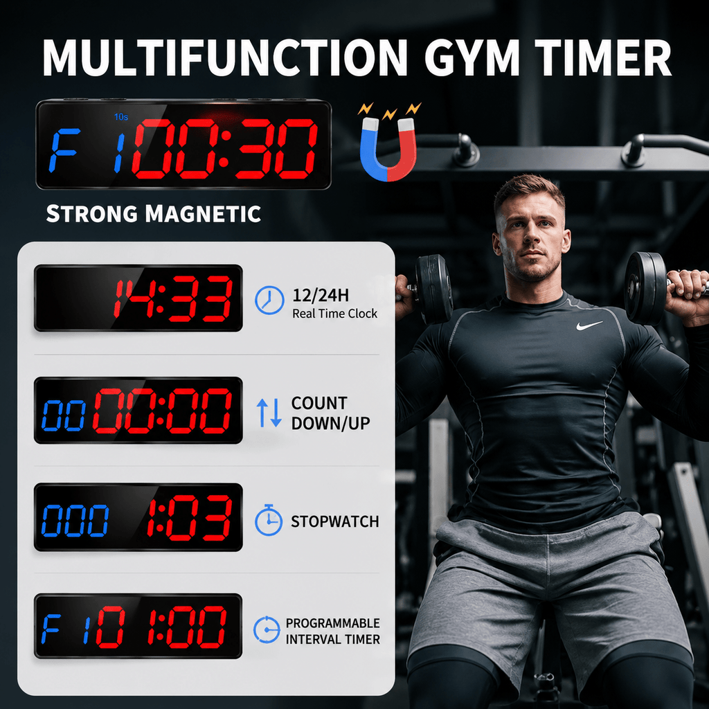 Portable Magnetic Gym Timer Clock for HIIT, CrossFit & Home Gym - GymFit Tech - 
