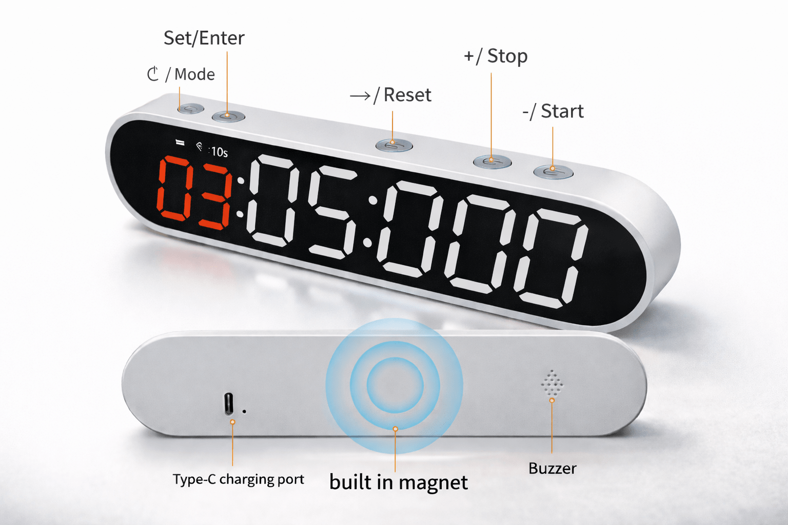 Portable Magnetic Gym Timer Clock for HIIT, CrossFit & Home Gym - GymFit Tech - 